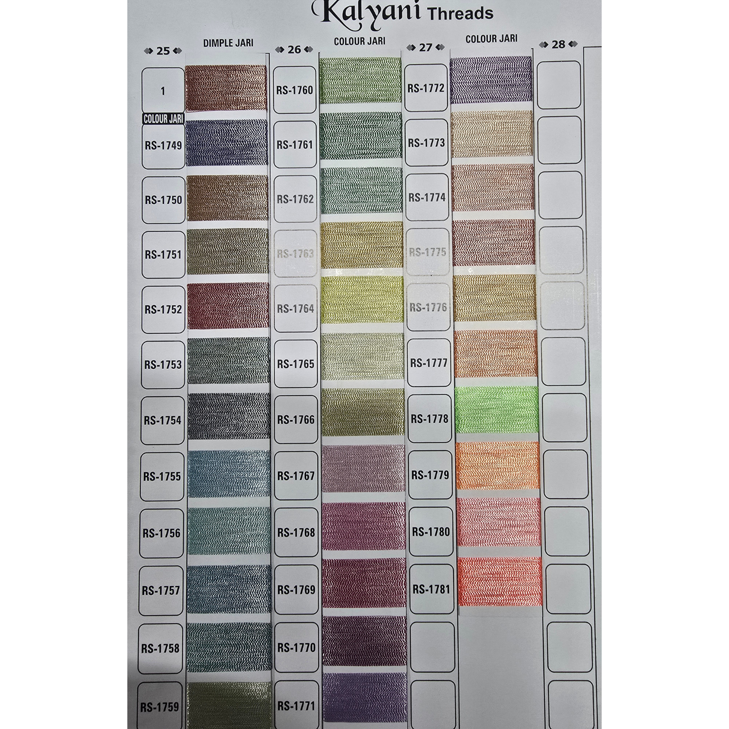 Chapat zari Shade card