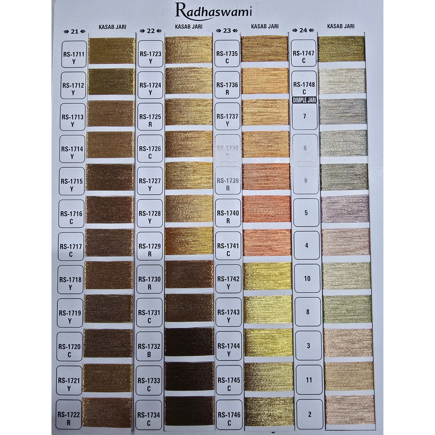 Chapat zari Shade card